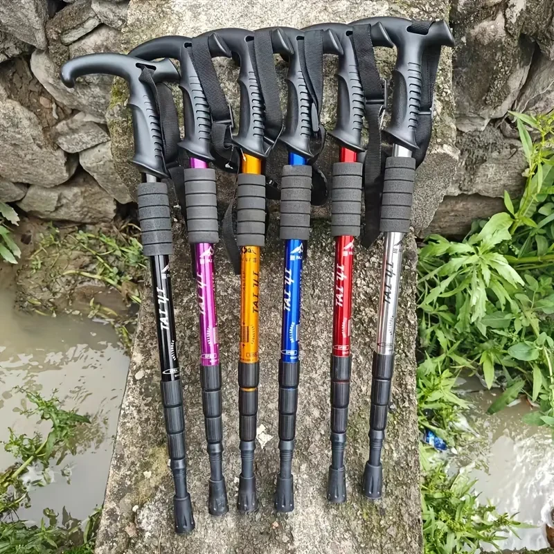 Ultra-Light Adjustable Trekking Pole with Ergonomic T-Handle & Anti-Shock System