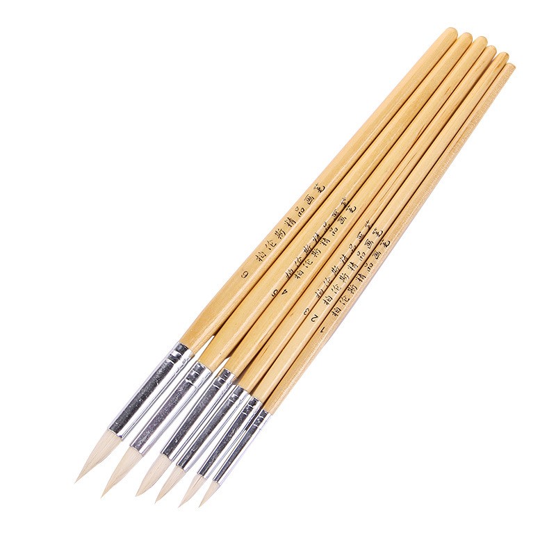 Artistic Wool Pointed Wooden Hook Line Pen Brush Suit