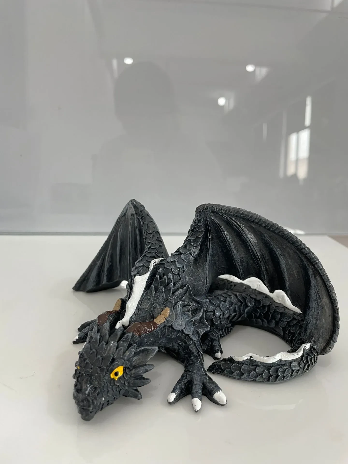 Big Squatting Dragon Resin Sculpture Craft Ornament