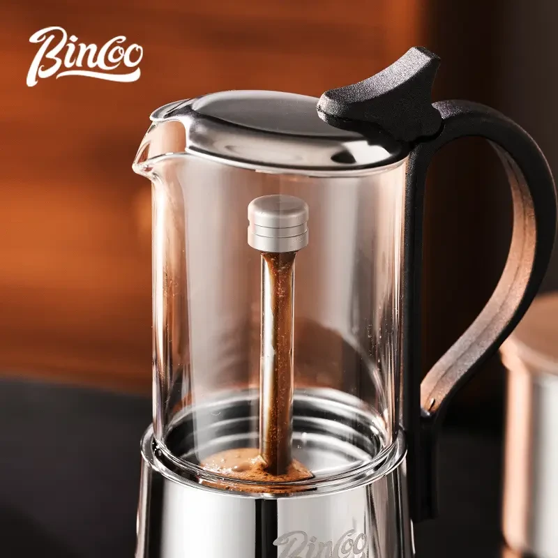2pcs IN 1 Clear Glass Moka Pot Stovetop Espresso Coffee Maker
