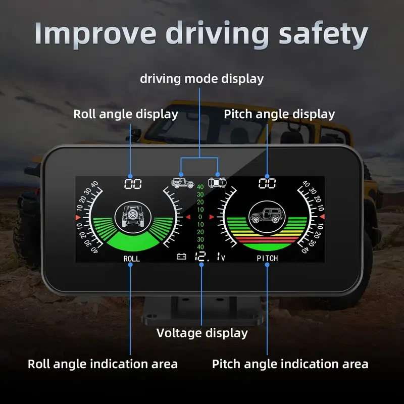 Vgate Car Inclinometer & HUD - Digital Slope Meter with Voltage Display