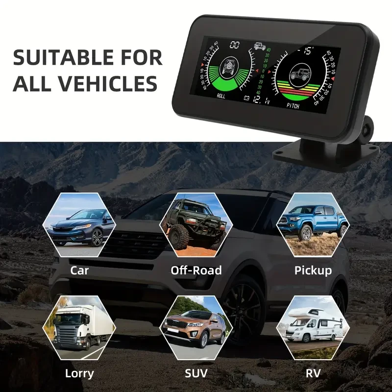 Vgate Car Inclinometer & HUD - Digital Slope Meter with Voltage Display