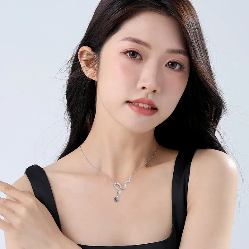 S925 Sterling Silver Jewelry Cross Snake Year Necklace