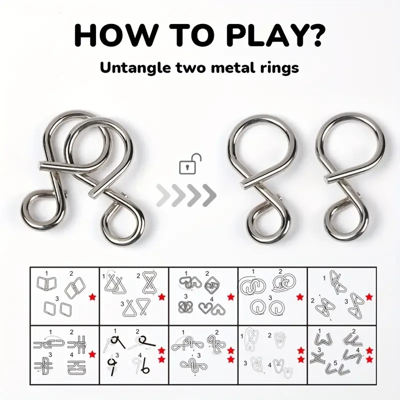 A Set Of 50 Golden Puzzle Rings