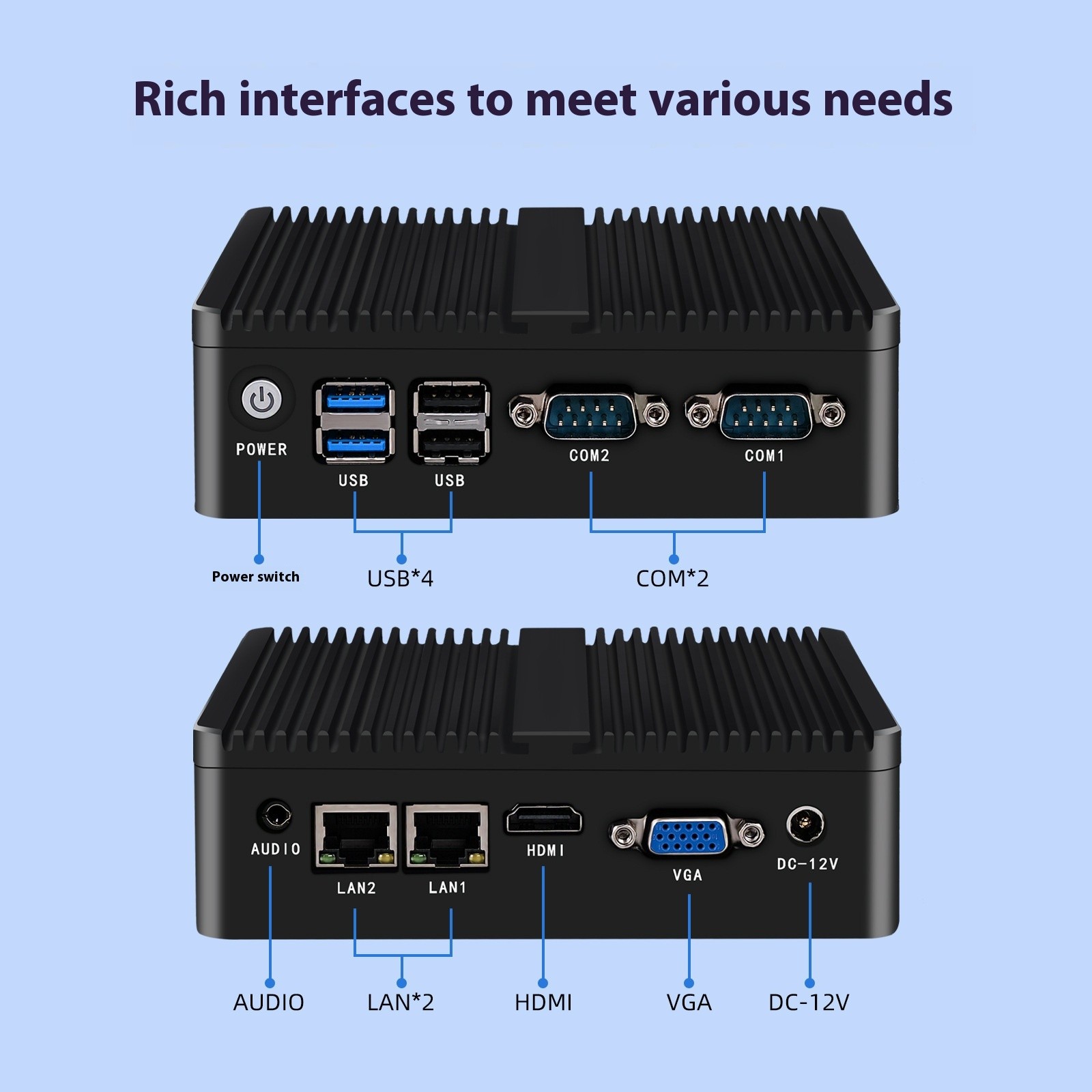 Industrial Control Quad-core Dual-network Microcomputer Embedded Fanless Mini-host