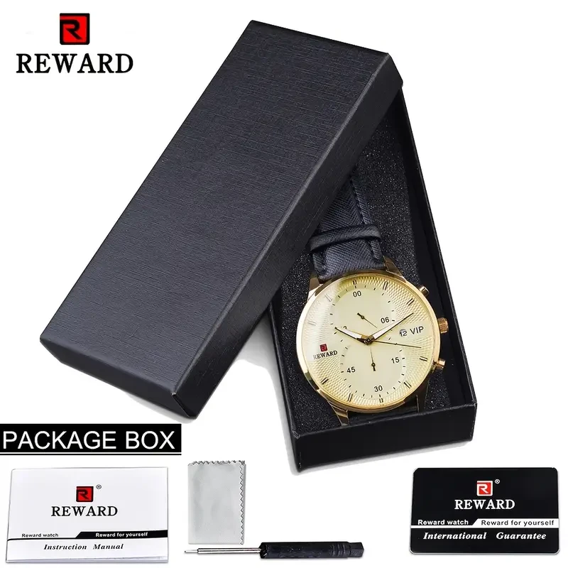 REWARD VIP Men's Luxury Black Golden Quartz Watch