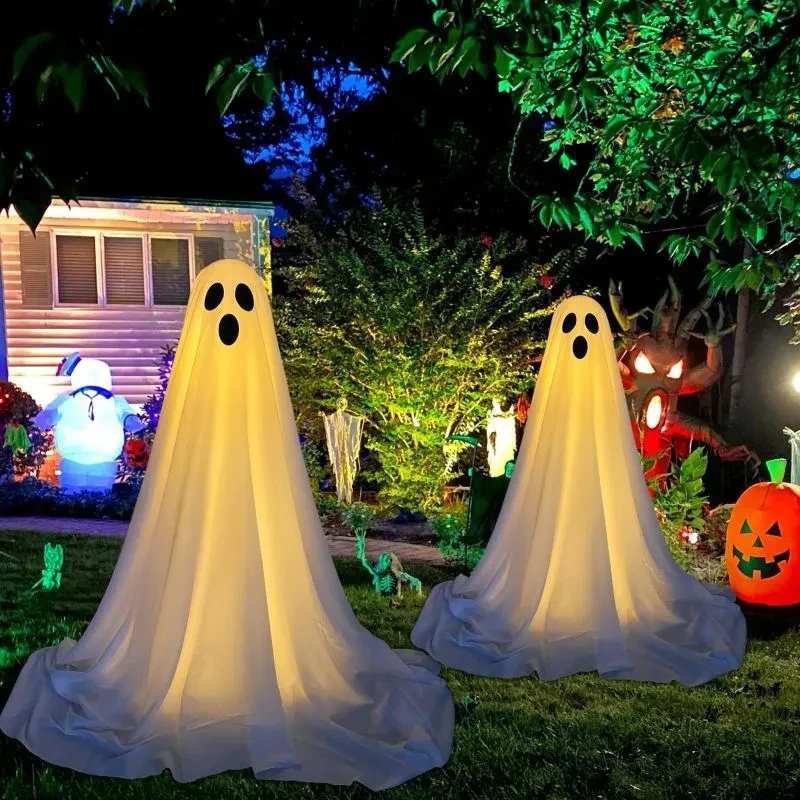 Halloween Skull Ghost Ornament Horror Outdoor Glowing Ghost Stake For Home Bar Haunted House Decoration