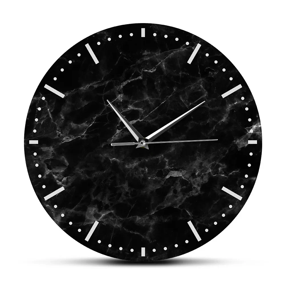 Nordic Style High-end Fashion Marble Tile Printing Wall Clock For Home Decoration
