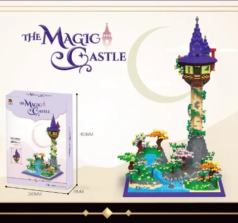 Assembled Micro Drill Small Particles Dream Tower Castle Building Model