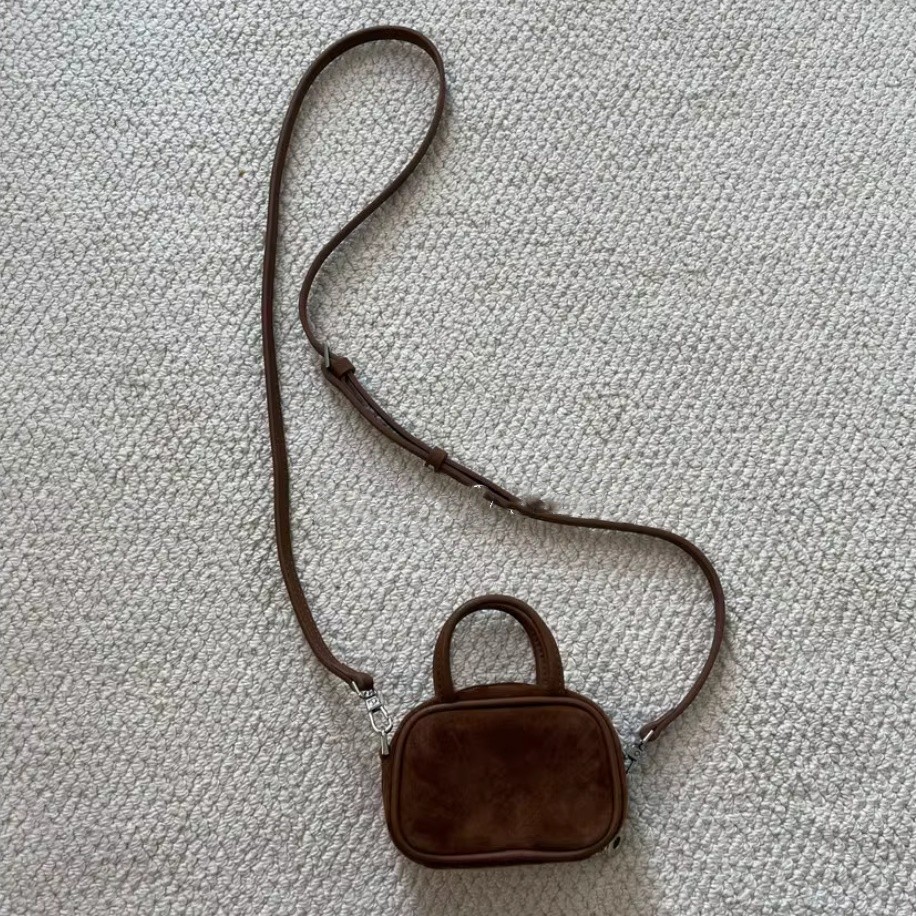 Cowhide Mini Bowling Bag Pendant Small Waist Bag