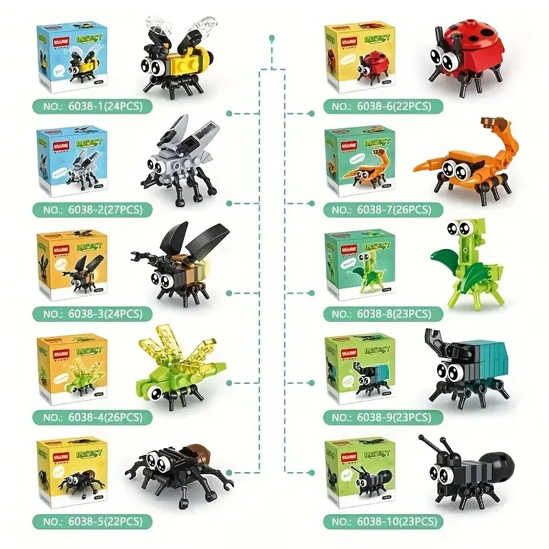 A Set of 10 Insect Building Blocks