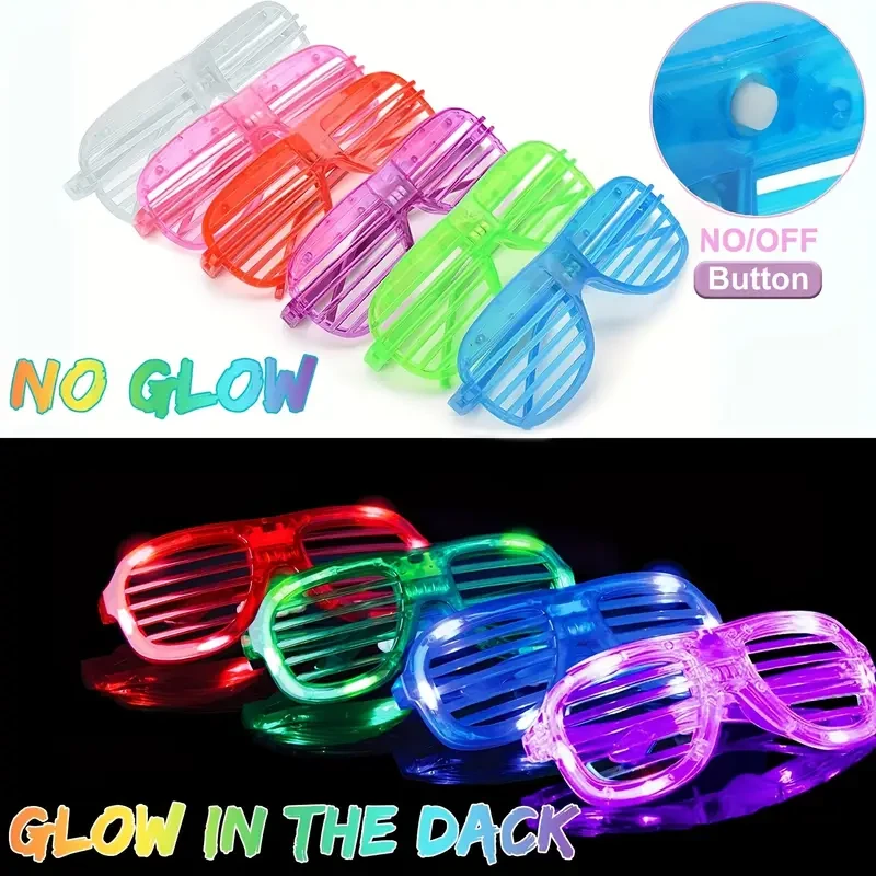 24pcs LED Light-Up Party Glasses - Neon Flashing Shutter Shades