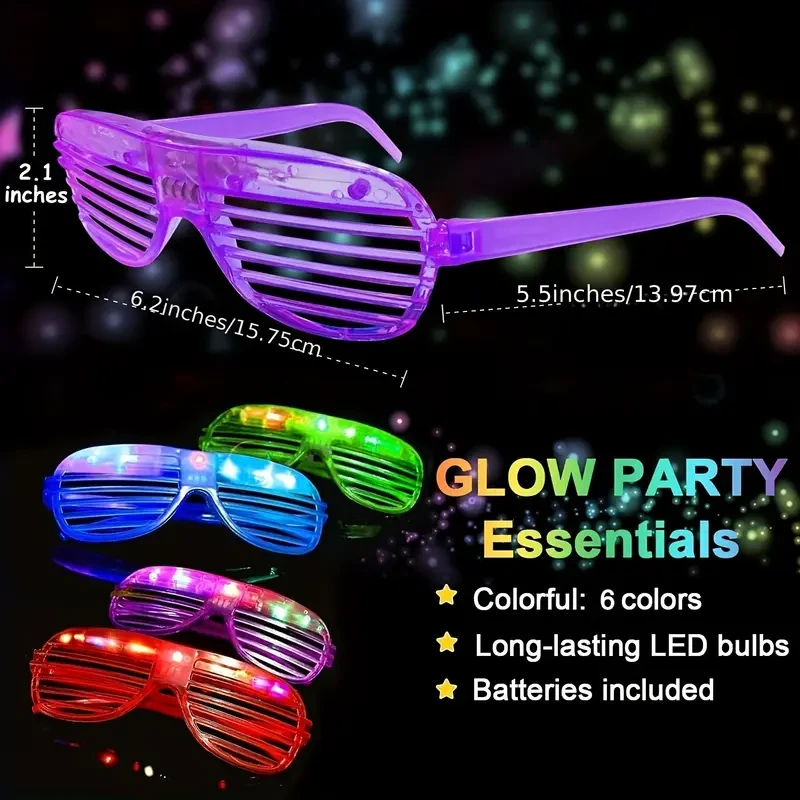 24pcs LED Light-Up Party Glasses - Neon Flashing Shutter Shades