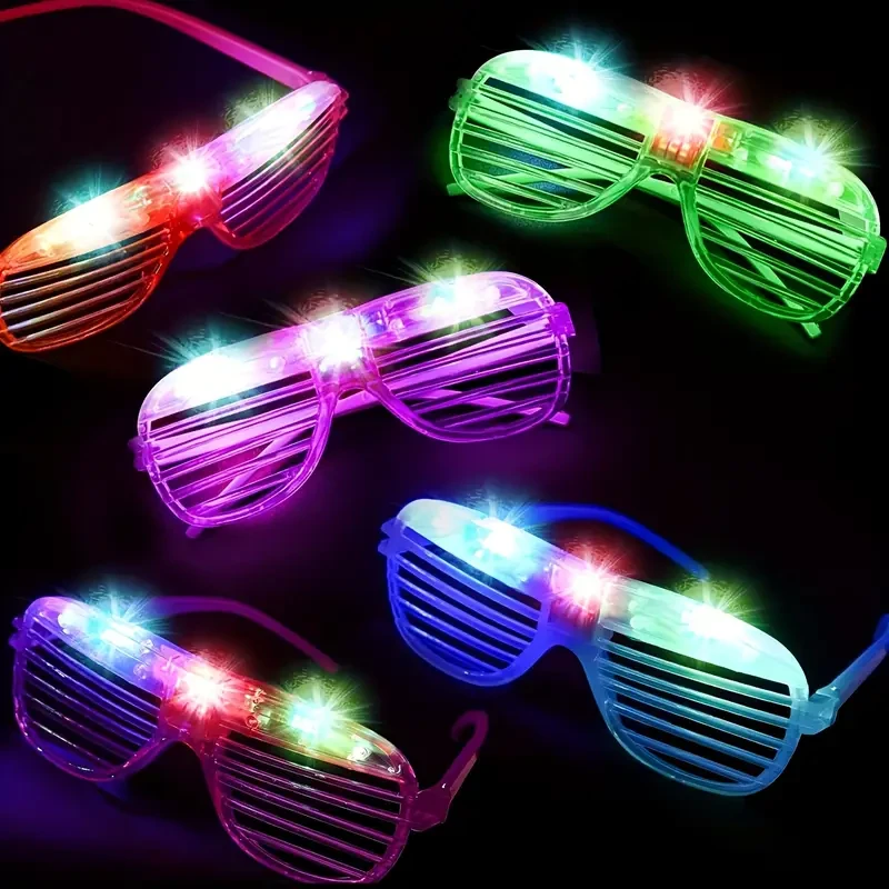 24pcs LED Light-Up Party Glasses - Neon Flashing Shutter Shades