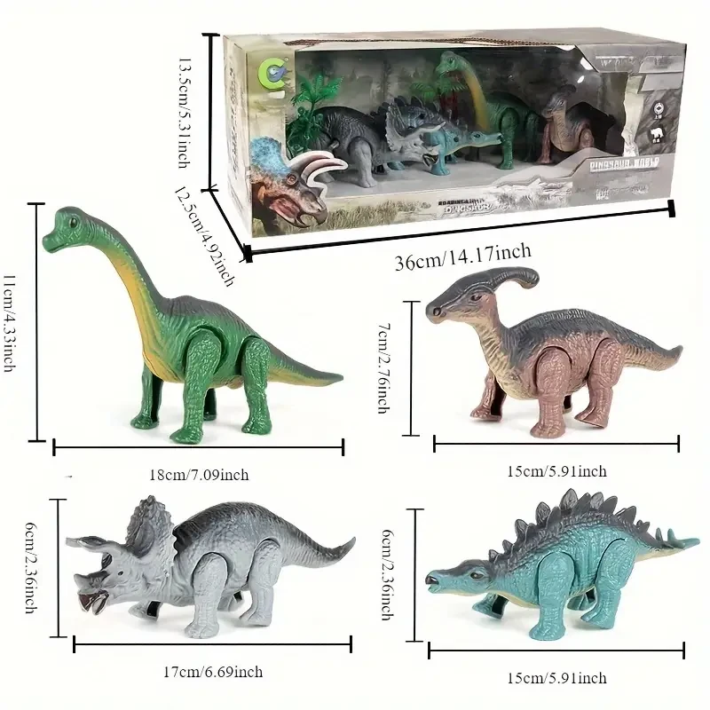 Battery-Free Walking Dinosaur Toys: 4-Pack Set