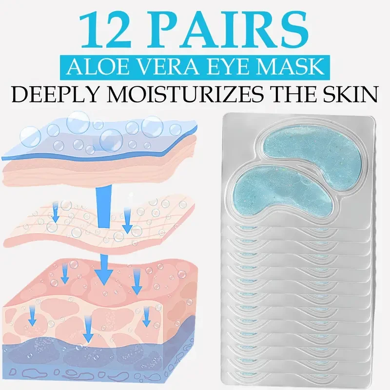 Xioimy 24-Pack Aloe Vera Eye Masks for Deep Moisturizing and Skin Tightening