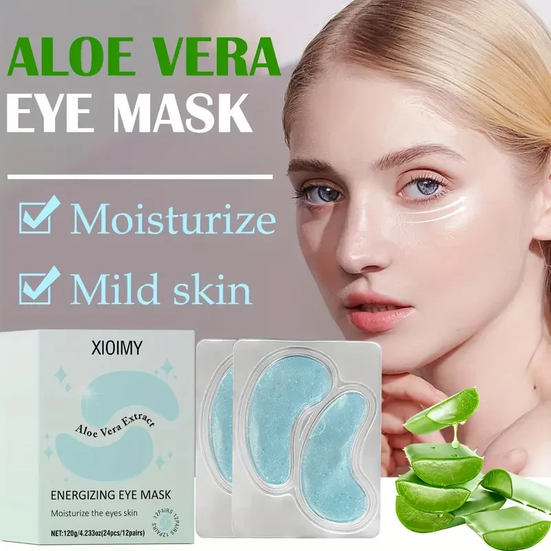 Xioimy 24-Pack Aloe Vera Eye Masks for Deep Moisturizing and Skin Tightening
