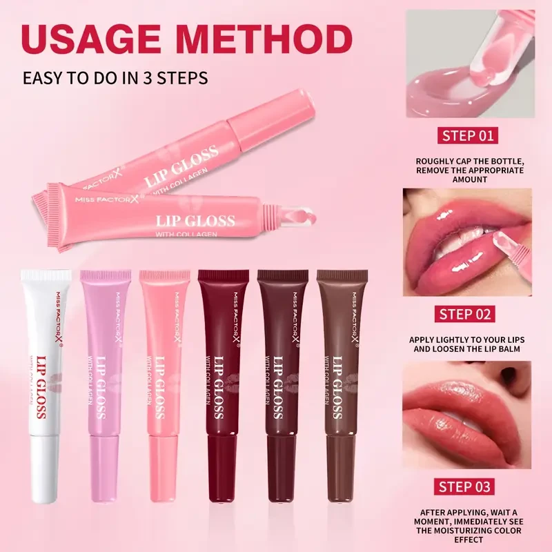 6pcs MISS FACTORX Lip Gloss Set for Women