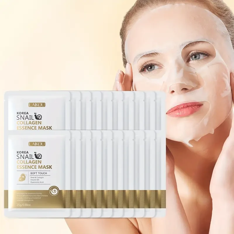 20pcs LAIGKU KOREA SNAIL COLLAGEN ESSENCE MASK - Deep Moisturizing & Nourishing