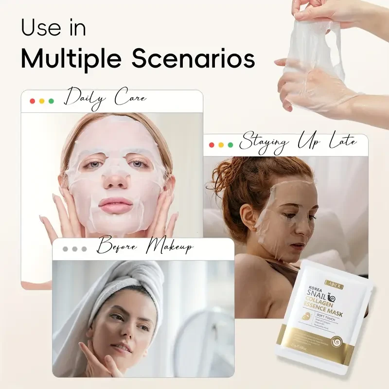 20pcs LAIGKU KOREA SNAIL COLLAGEN ESSENCE MASK - Deep Moisturizing & Nourishing