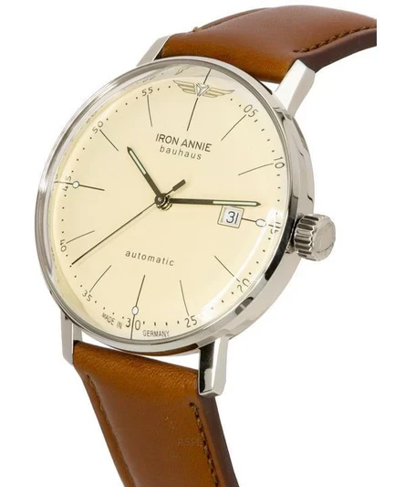 Iron Annie Bauhaus Leather Strap Beige Dial Automatic 50505 Mens Watch