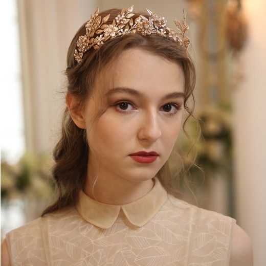 Creative Flower Leaf Bride Crown Wedding Tiara Alloy