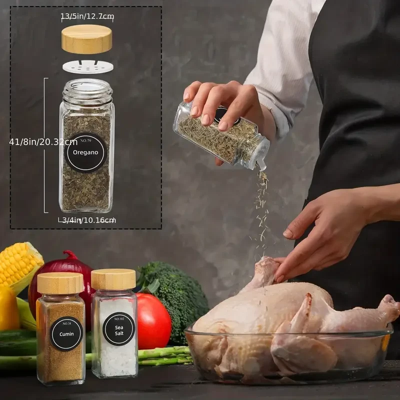 12pcs LDQ Glass Spice Jars