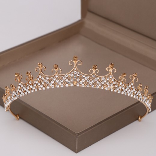 Fashion Alloy Luxury Crystal Crown Headband