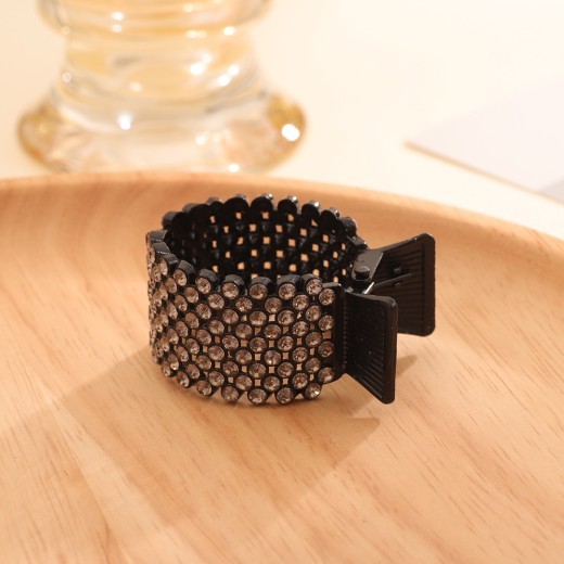 Female Grip Fixed Rhinestone Barrettes High Ponytail Hair Band