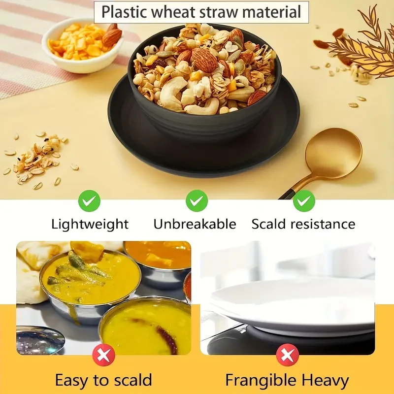 16pcs Wheat Straw Dinnerware