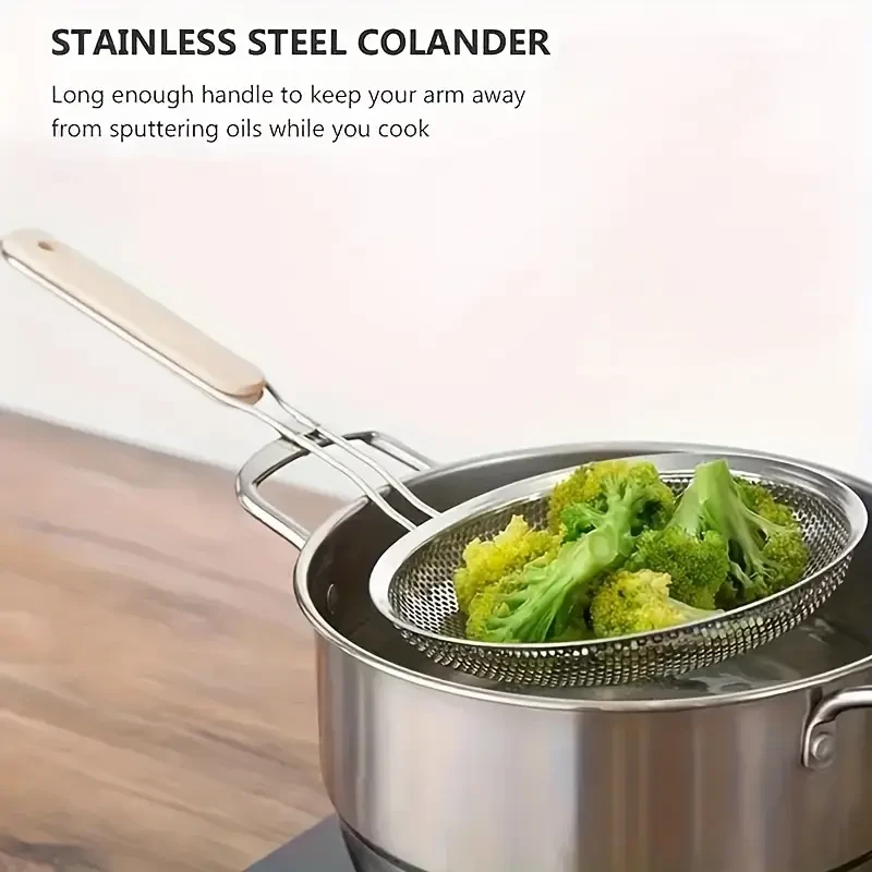WONGIRL Premium Stainless Steel Colander with Wooden Handle