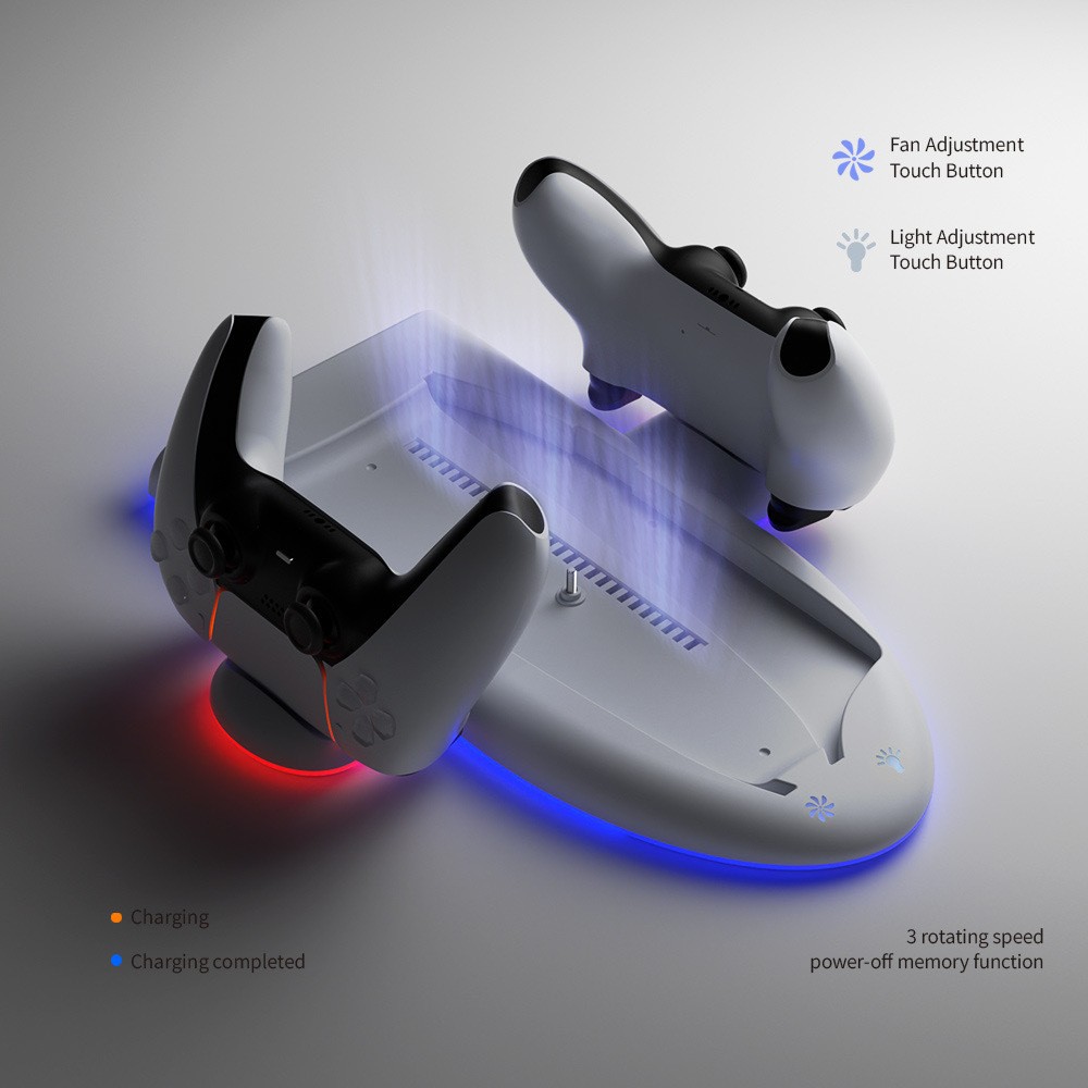 Host Multi-function Cooler Pad Fan PS5 Handle Fixed Charger Charging Belt RGB Colorful Ambience Light