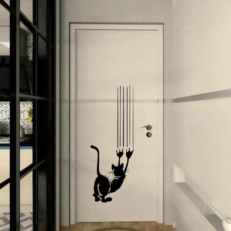 Cute Cat Wall Sticker - Removable Kitty Decals for Door/Wall Home Decoration