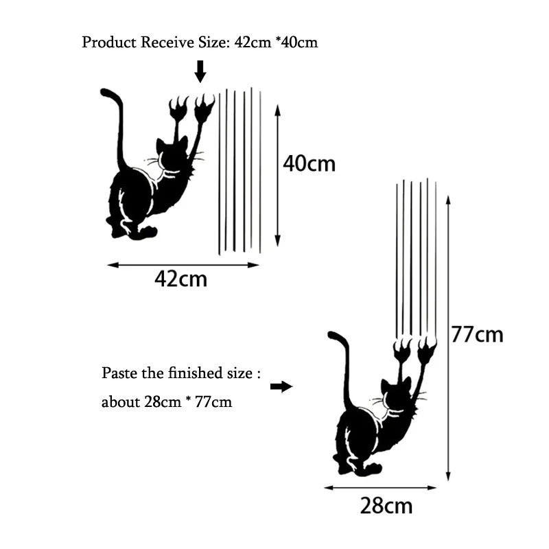 Cute Cat Wall Sticker - Removable Kitty Decals for Door/Wall Home Decoration