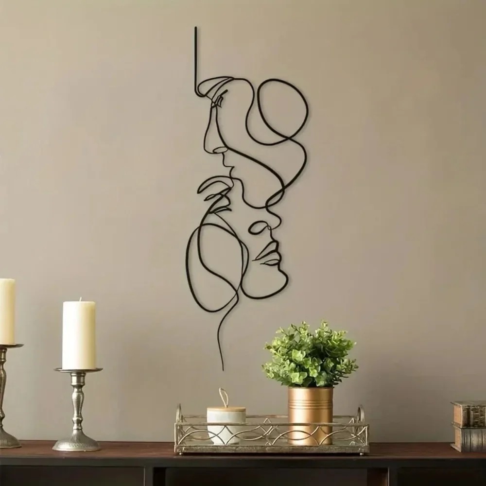 New Metal Wall Art Minimalist - Facial Line Wall Decor