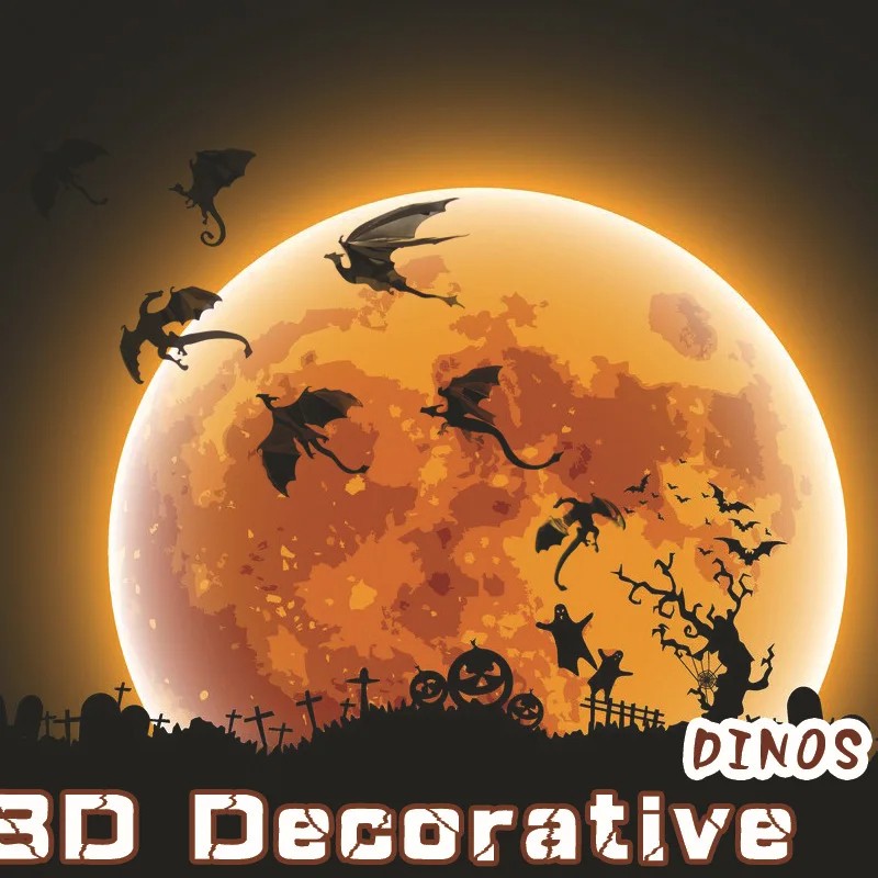 7Pcs/Set Fantasy Halloween Fun Wall Sticker - 3D Dragon Wall Art for Kids Rooms