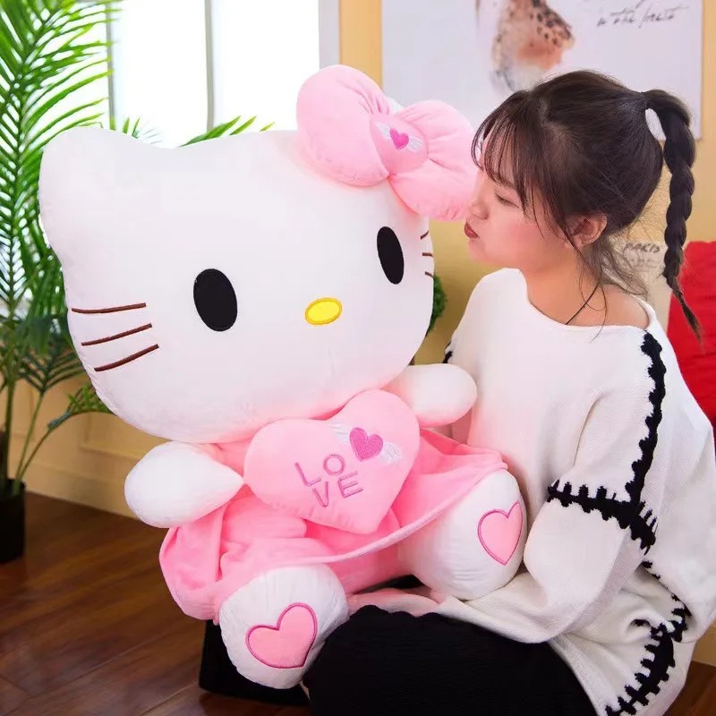Sanrio Hello Kitty Cat Plush Toys - Cartoon KT Cat Plushie Doll, Soft Stuffed Anime Pillow