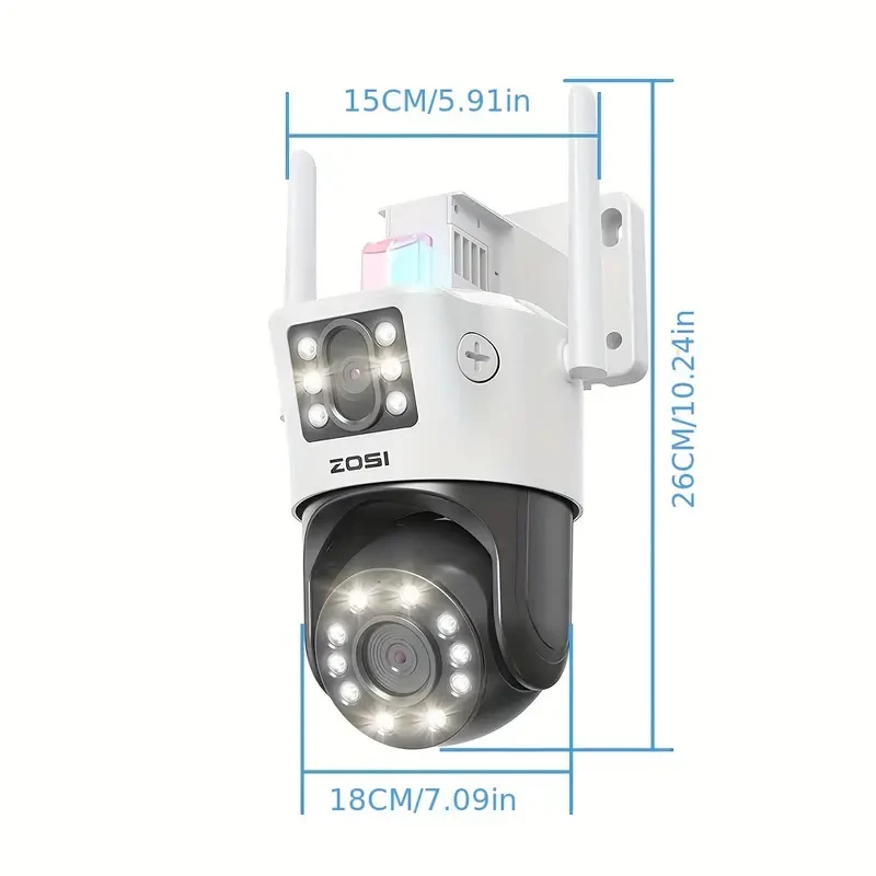 ZOSI 4K Dual-Lens PTZ Security Camera - 360 Outdoor, 8X Zoom, Color Night Vision (C298 Max)