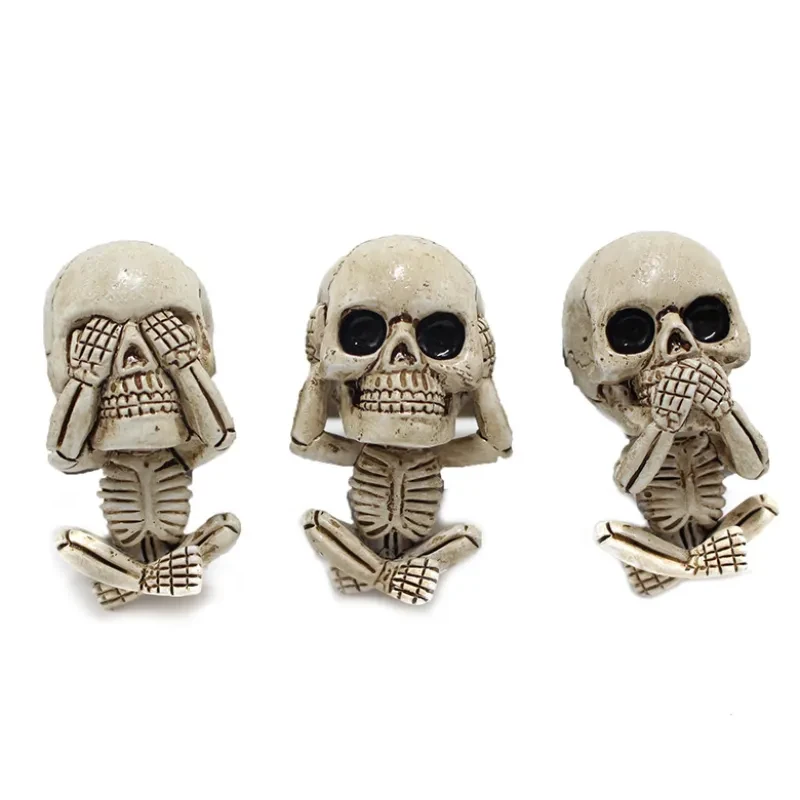 Skull Car Ornaments Air Outlet Ghost Head Three-piece Interior Pendant Decoration Ornament Ghost Head Desktop Figurines Decor