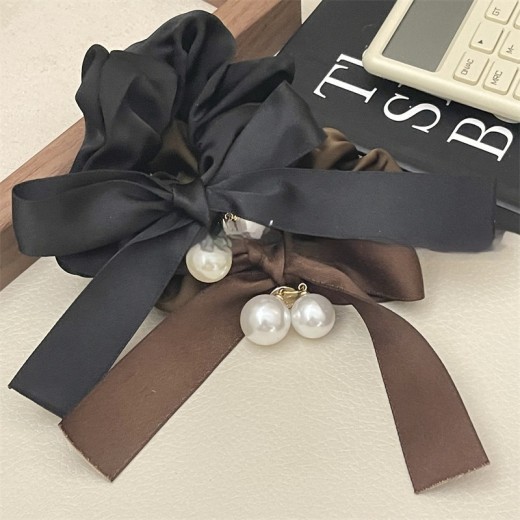 Pearl Bow Large Intestine Hair Ring High Sense