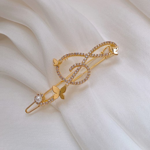 Diamond Pearl Musical Note Butterfly Hairpin
