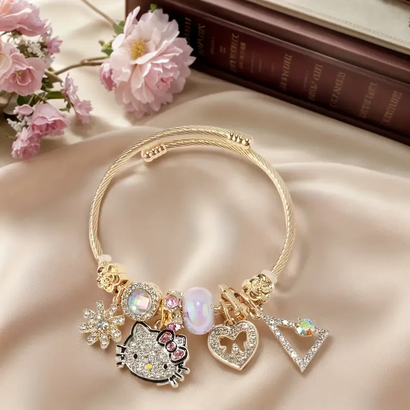 Sanrio Hello Kitty Charm Bracelet with Synthetic Synthetic Zirconia Pendant