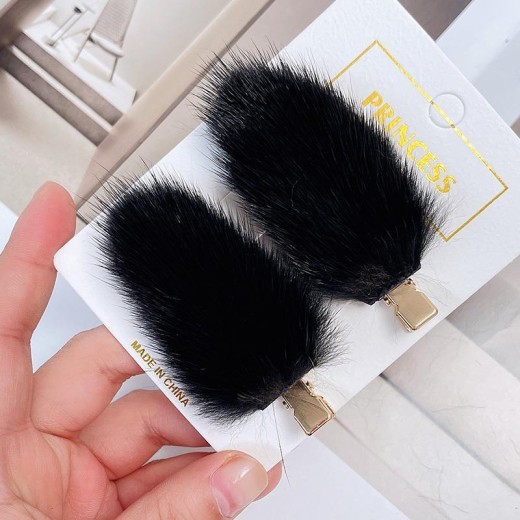 Fashion Women's Mink Hair Seamless Plush Hairpin