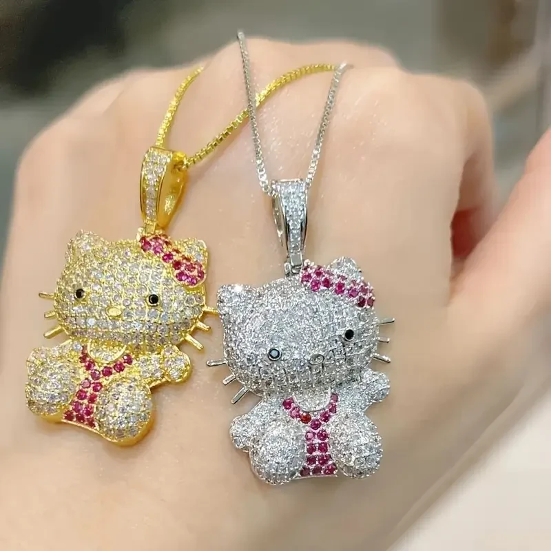 1pc Officially Authorized Hello Kitty Rhinestone Pendant Necklace