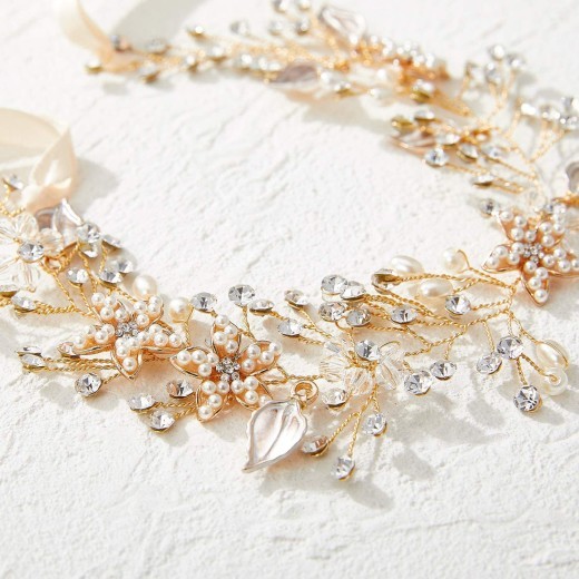 Bridal Headdress Crystal Pearl Hair Band