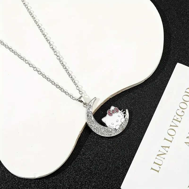 Sparkling Rhinestone Hello Kitty 2pcs Fashion Jewelry Set