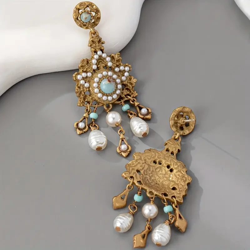 Vintage French-Style 22K Golden Plated Copper Earrings