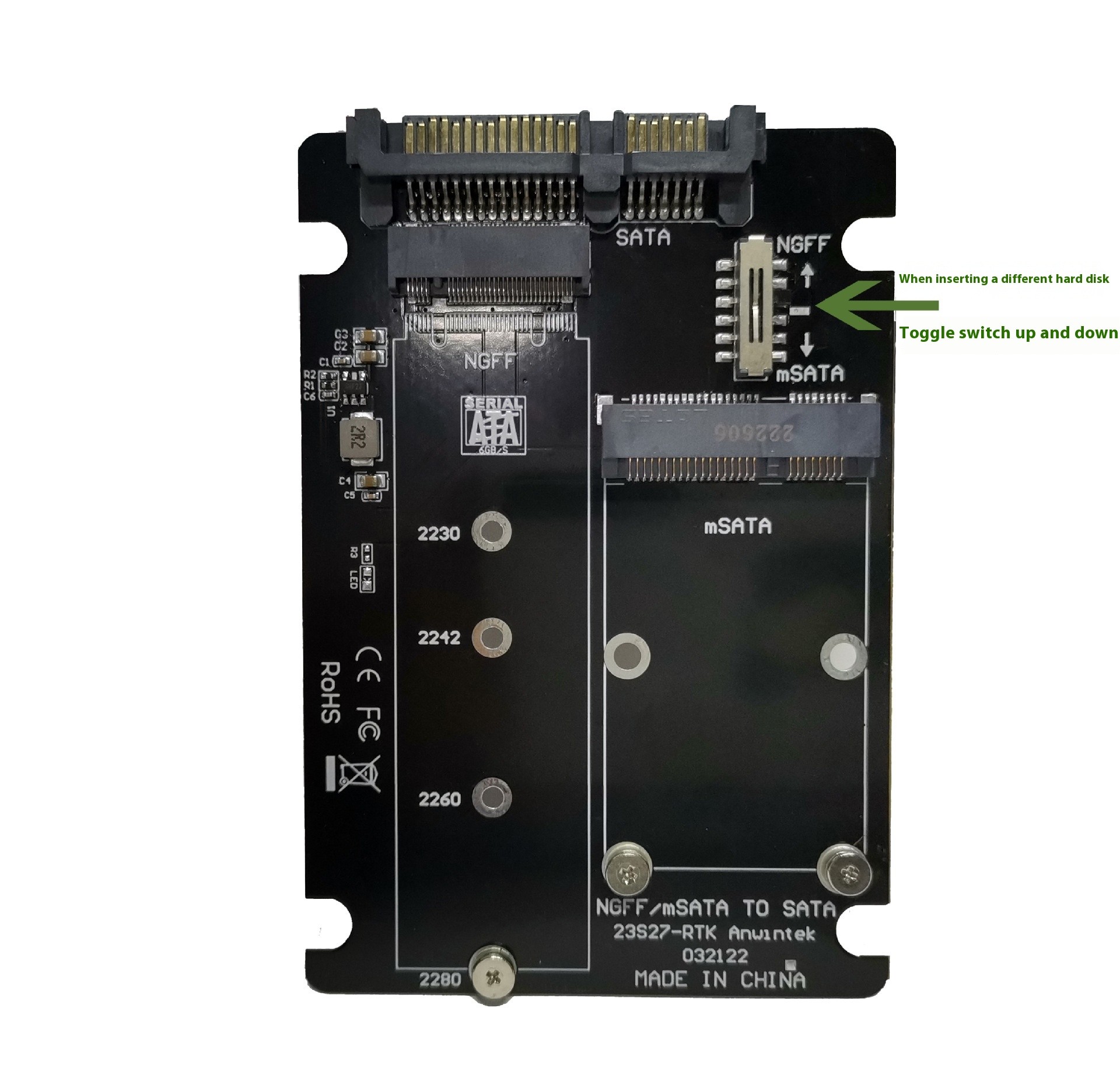 MSATAm2 N Solid State Hard Disk SSD Adapter Card