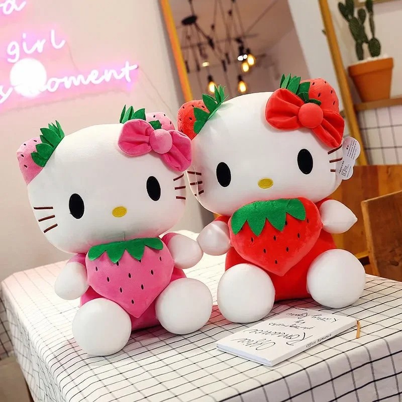 22cm Sanrio KT Cat Plush Toy - Kawaii Strawberry KT Cat Plush Doll