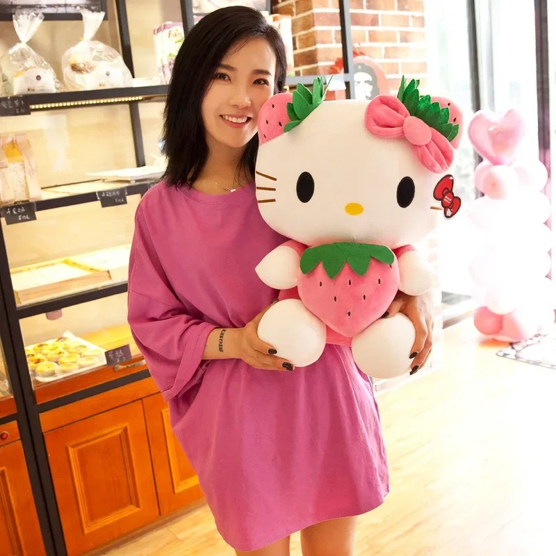 22cm Sanrio KT Cat Plush Toy - Kawaii Strawberry KT Cat Plush Doll